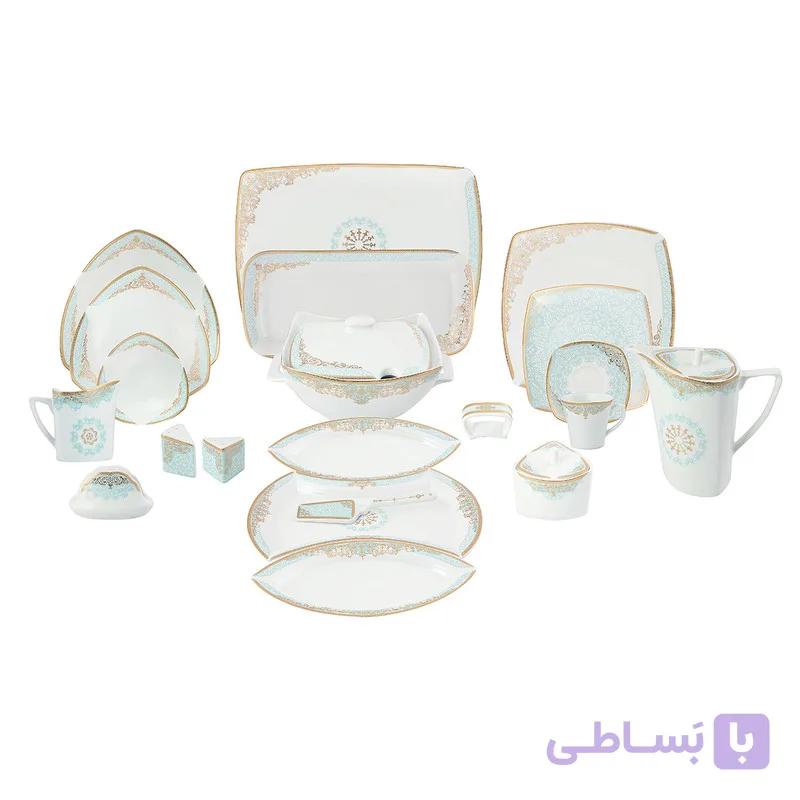سرویس غذاخوری 105 پارچه چینی پردیس کاشان سری پاریس طرح دنیا کد i190