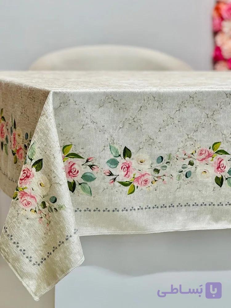 رومیزی مخمل شانل ضد لک  طرح شکوفه کد 611 — تصویر 1
