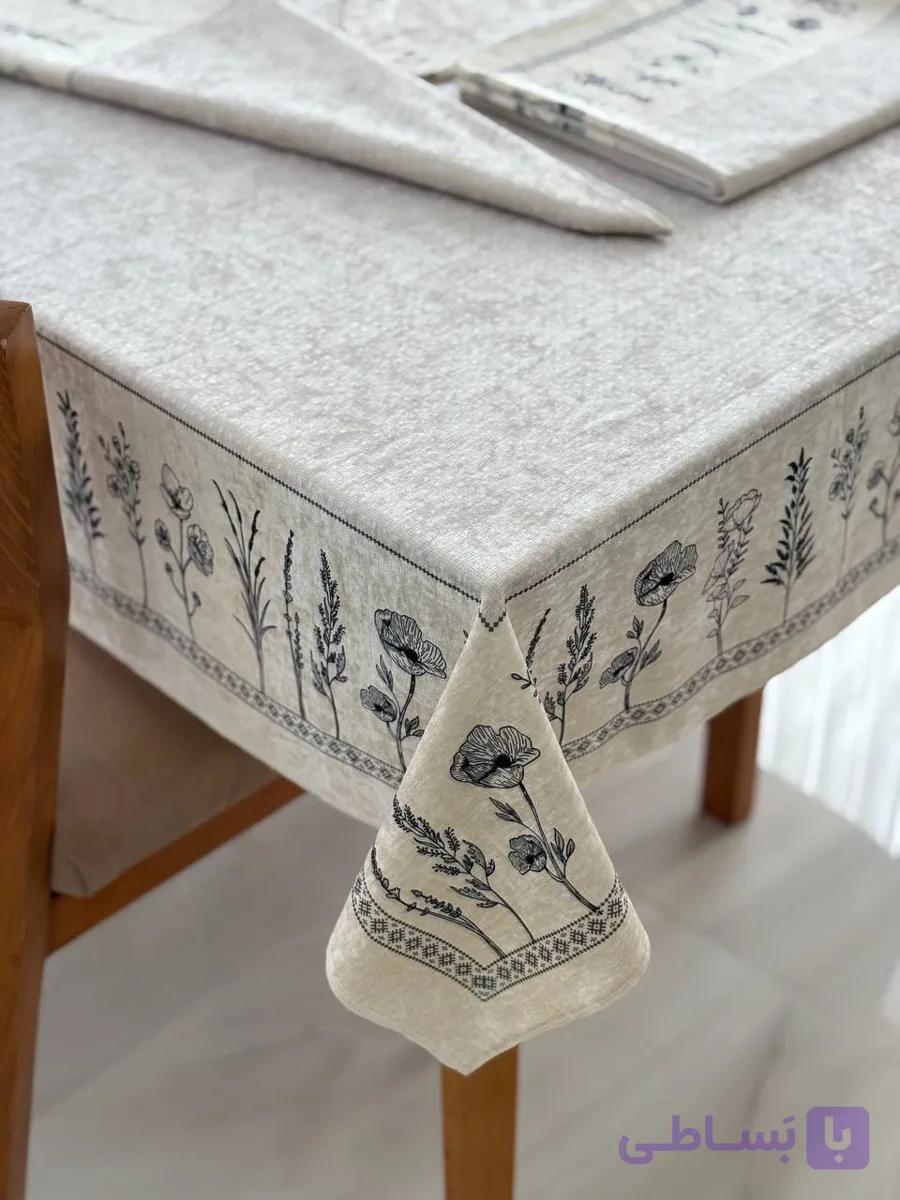 رومیزی مخمل شانل ضد لک طرح لاله کد 599 — تصویر 1
