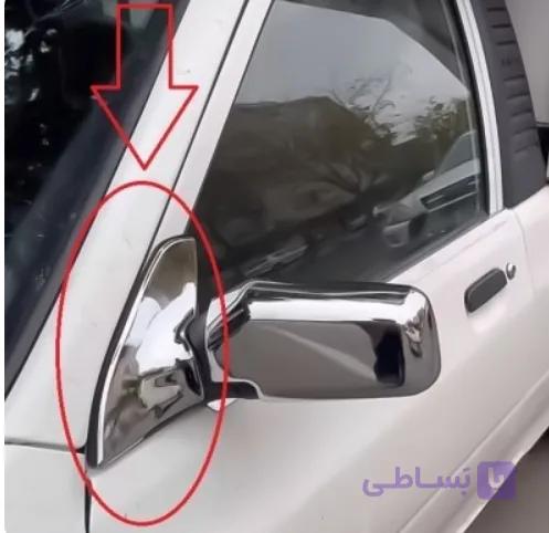 قاب آیینه استیل لچکی ( سه گوش )  پراید اصلی پک 2 عددی — تصویر 1