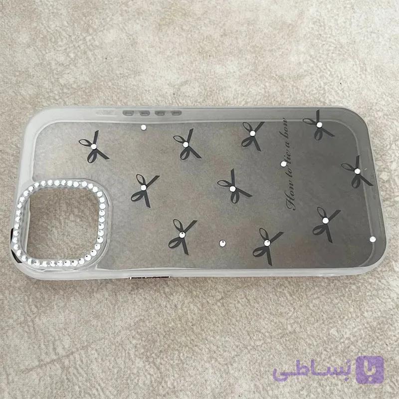 قاب گوشی iPhone 15 آیفون دودی طرح پاپیون نگین دار کد 1118 — تصویر 1