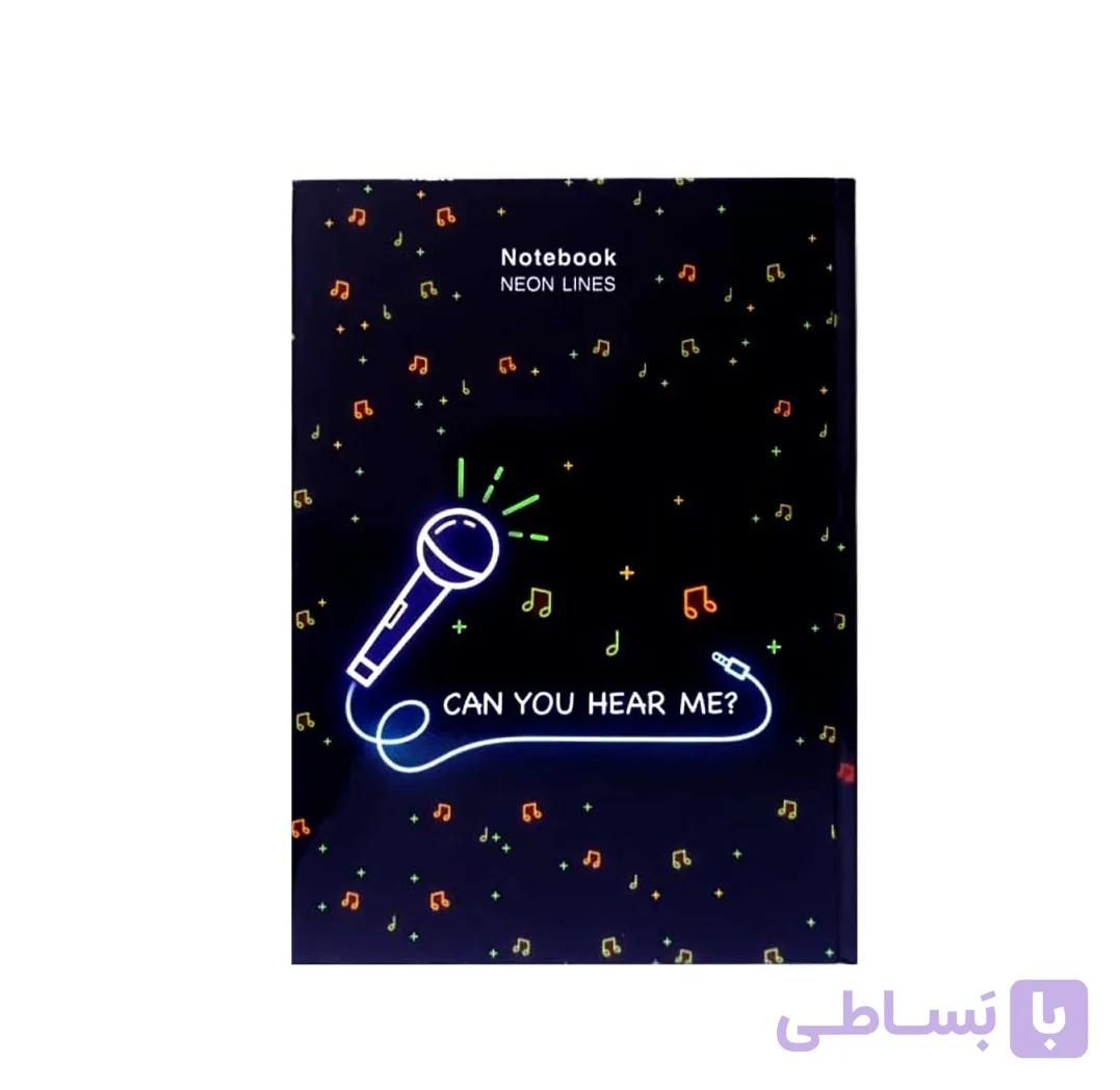 دفتر جلد سخت 100 برگ پاپکو PAPCO مدل ته دوخت طرح میکروفون نئونی کد 6190 — تصویر 1