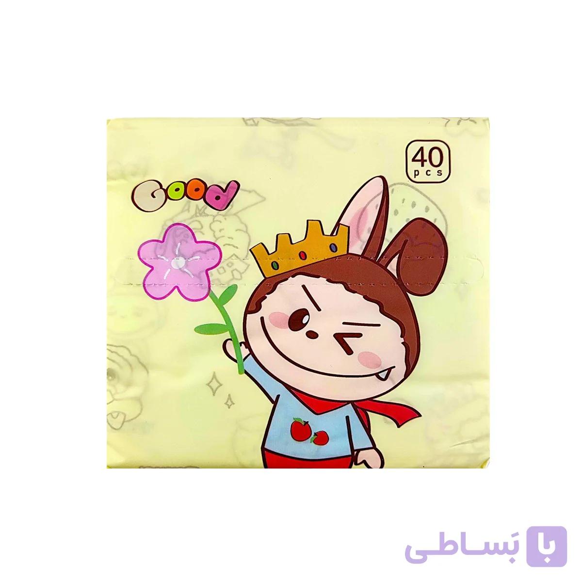 دستمال کاغذی مدل فانتزی طرح لبوبو 40 عددی رنگ زرد کد 6014