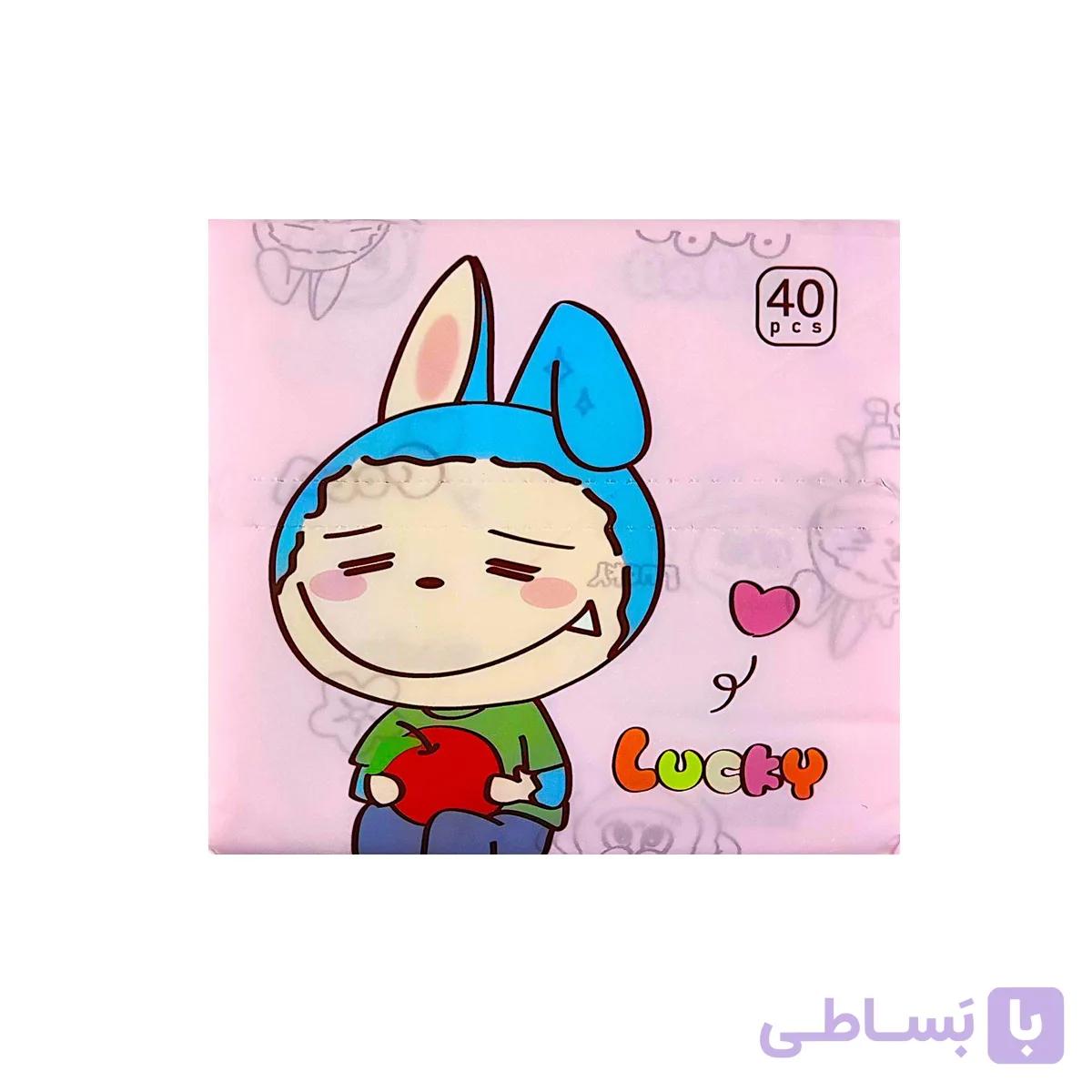 دستمال کاغذی مدل فانتزی طرح لبوبو 40 عددی رنگ صورتی کد 6014