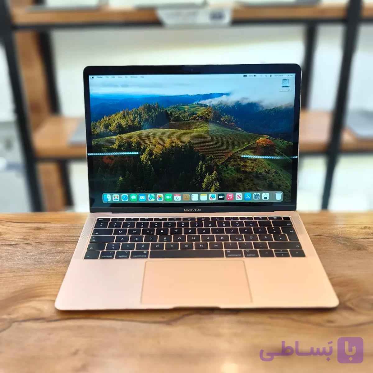 مک بوک ایر 2018 – 16/128 Retina سایز 13.3 اینچ رنگ رز گلد درحد نو — تصویر 1