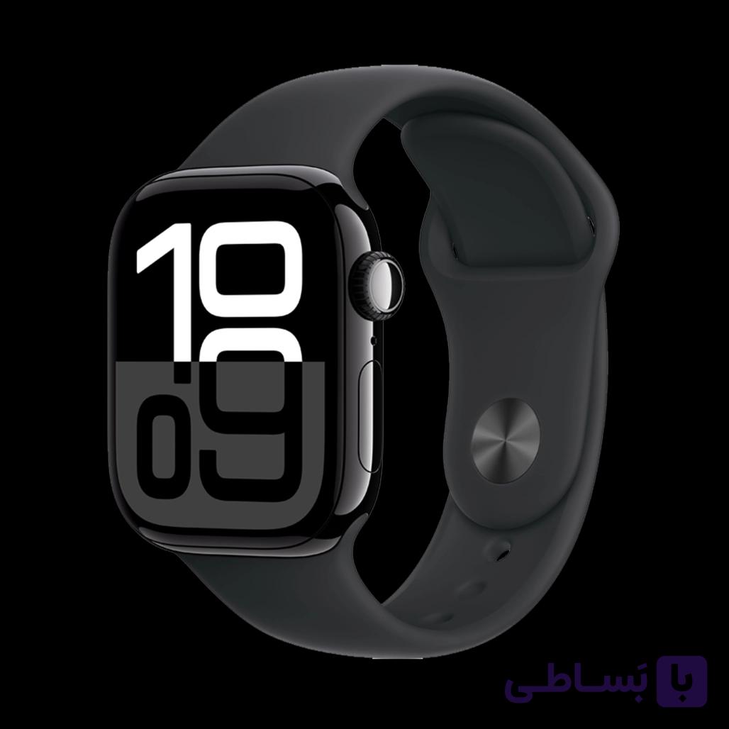 اپل واچ سری 10 سایز 46mm رنگ جت بلک همراه با بند اسپرت درحد نو — تصویر 1