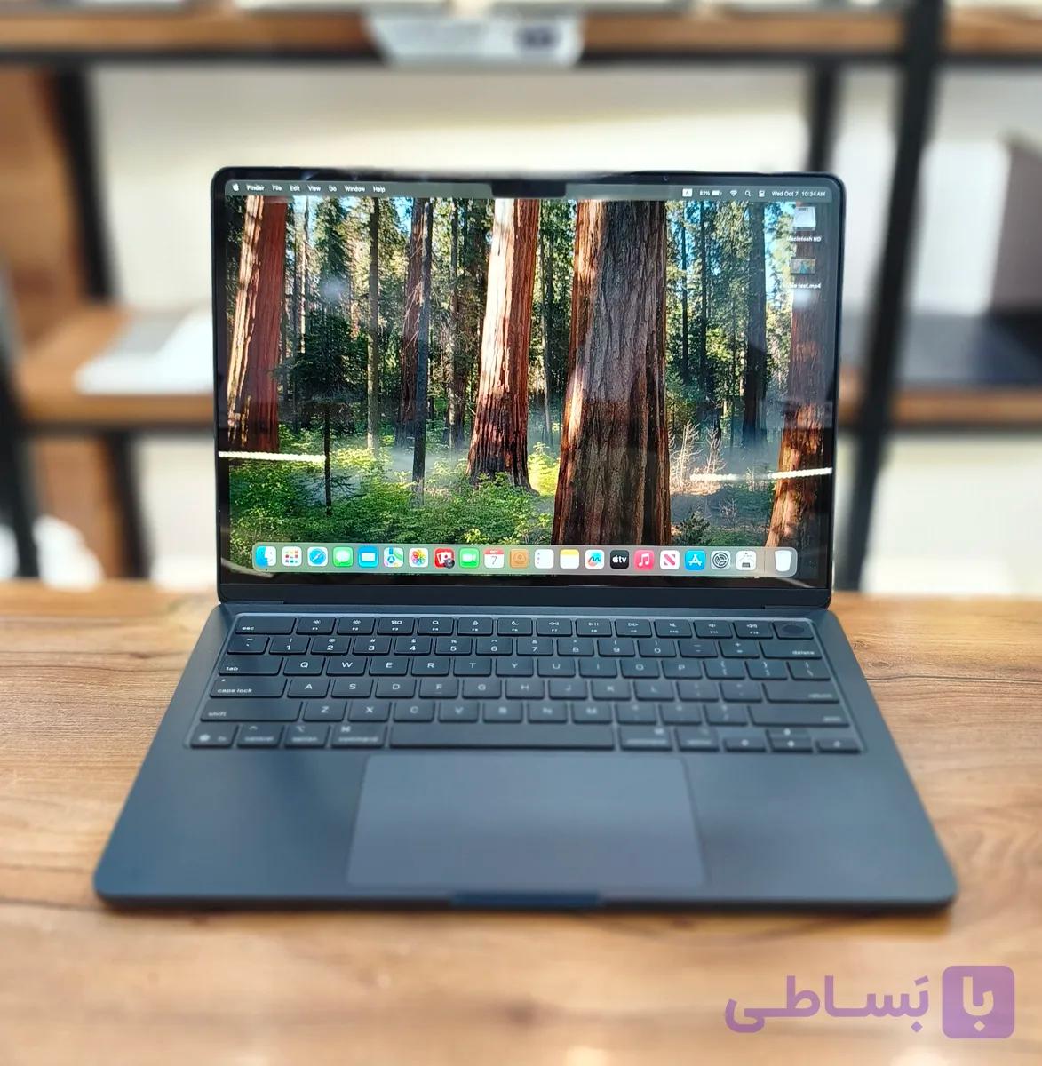 مک بوک ایر M4 مدل 2025 رم 16 حافظه 256 سایز 13.6 اینچ رنگ میدنایت درحد نو — تصویر 1
