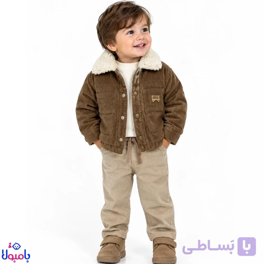 ست سه تکه پسرانه جین پشمالو | لباس پاییزی و زمستانی کودک — تصویر 1