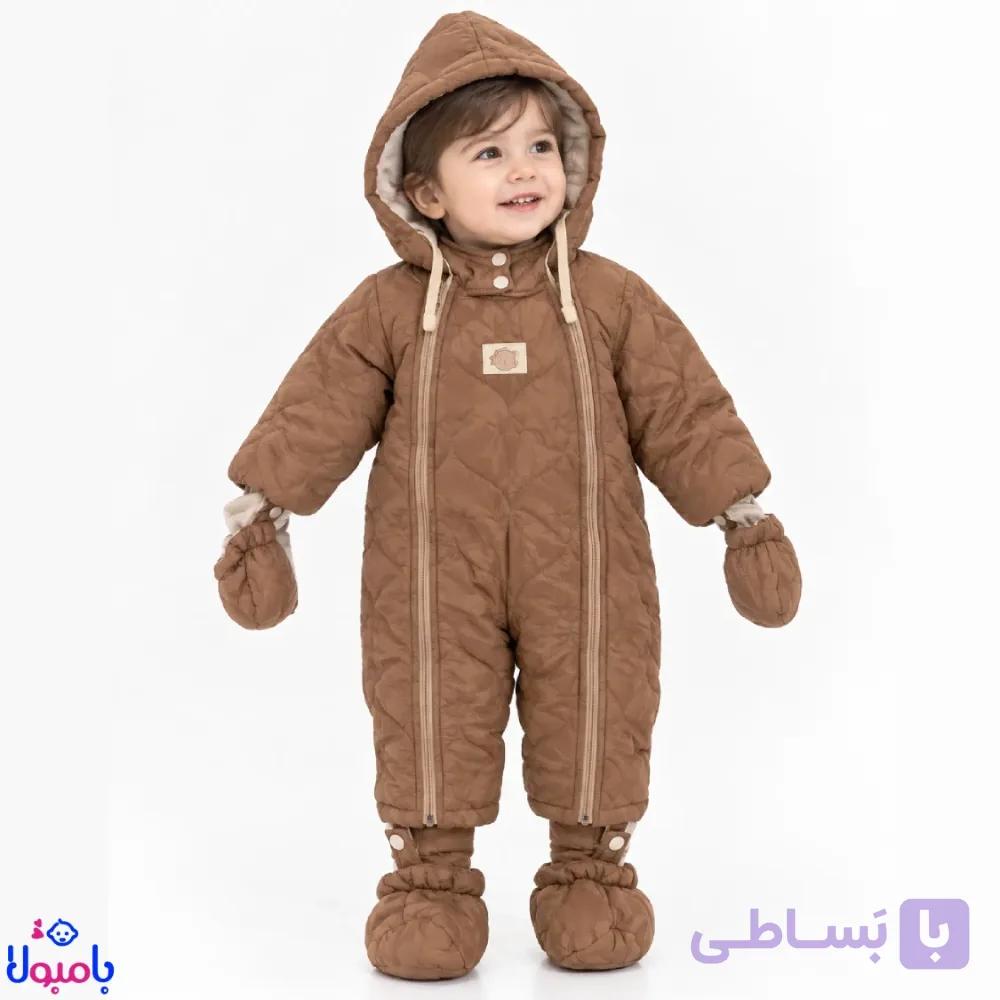سرهمی کاپشنی نوزادی گلبهی | سرهمی زمستانی کودک — تصویر 1