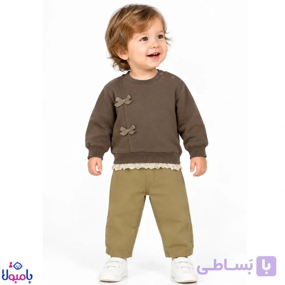 ست دو تیکه بلوز و شلوار پاییزه پارمیس شلوار کتان از 6تا24 ماهگی — تصویر 1