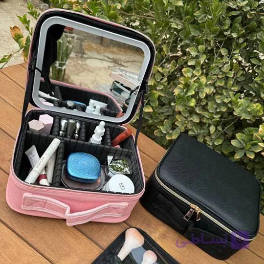 کیف لوازم آرایشی با آینه چراغ دار لمسی شارژی قابل حمل — تصویر 1