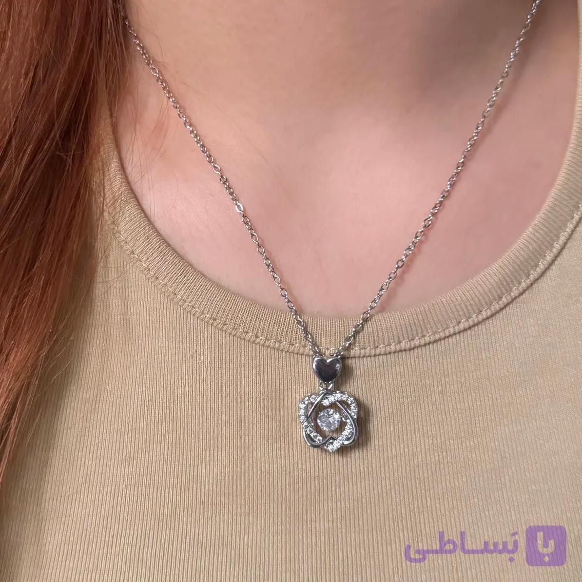 گردنبند استیل قلبی جواهری