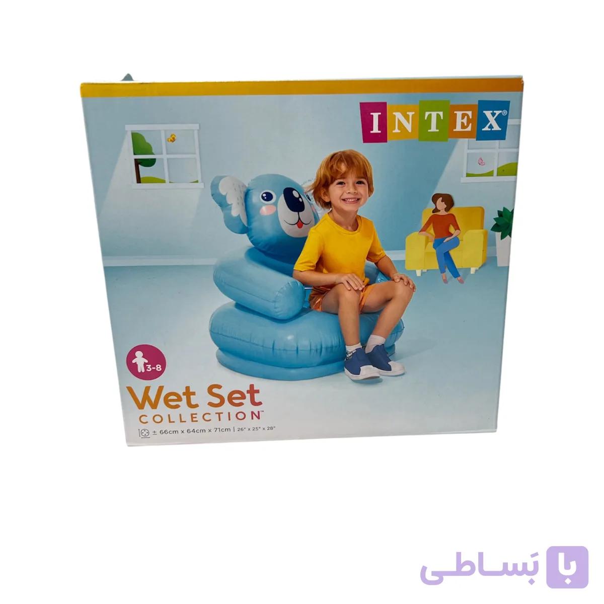صندلی بادی کودک اینتکس Intex طرح کوالا آبی Wet Set Collection مناسب 3 تا 8 سال