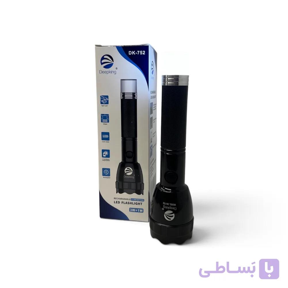 چراغ دستی Deepking DK-752 | چراغ قوه شارژی 3W+1W با پنل LED