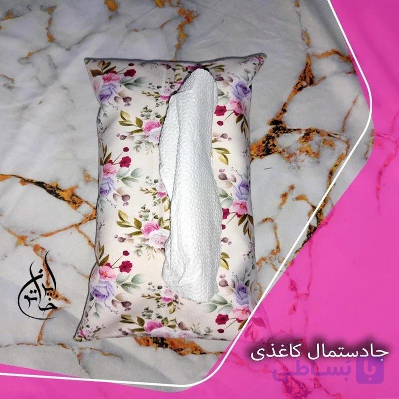 جا دستمال کاغذی مخمل لمینت دار با زیپ مخفی ایران خاتون کد ۱۰