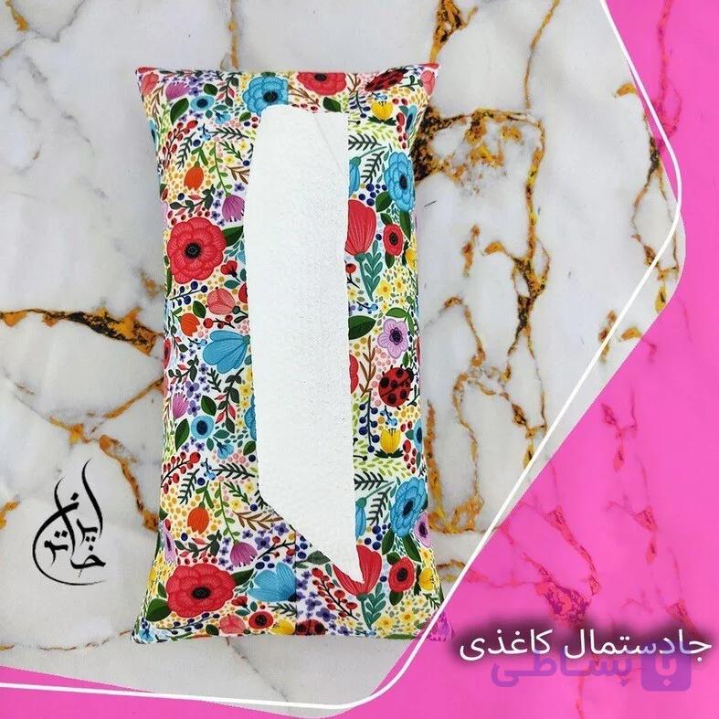 جا دستمال کاغذی مخمل لمینت دار با زیپ مخفی ایران خاتون کد ۸