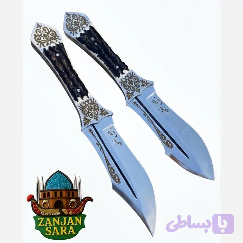 چاقو شکاری استیل دسته طرح شاخ خلفی زنجان