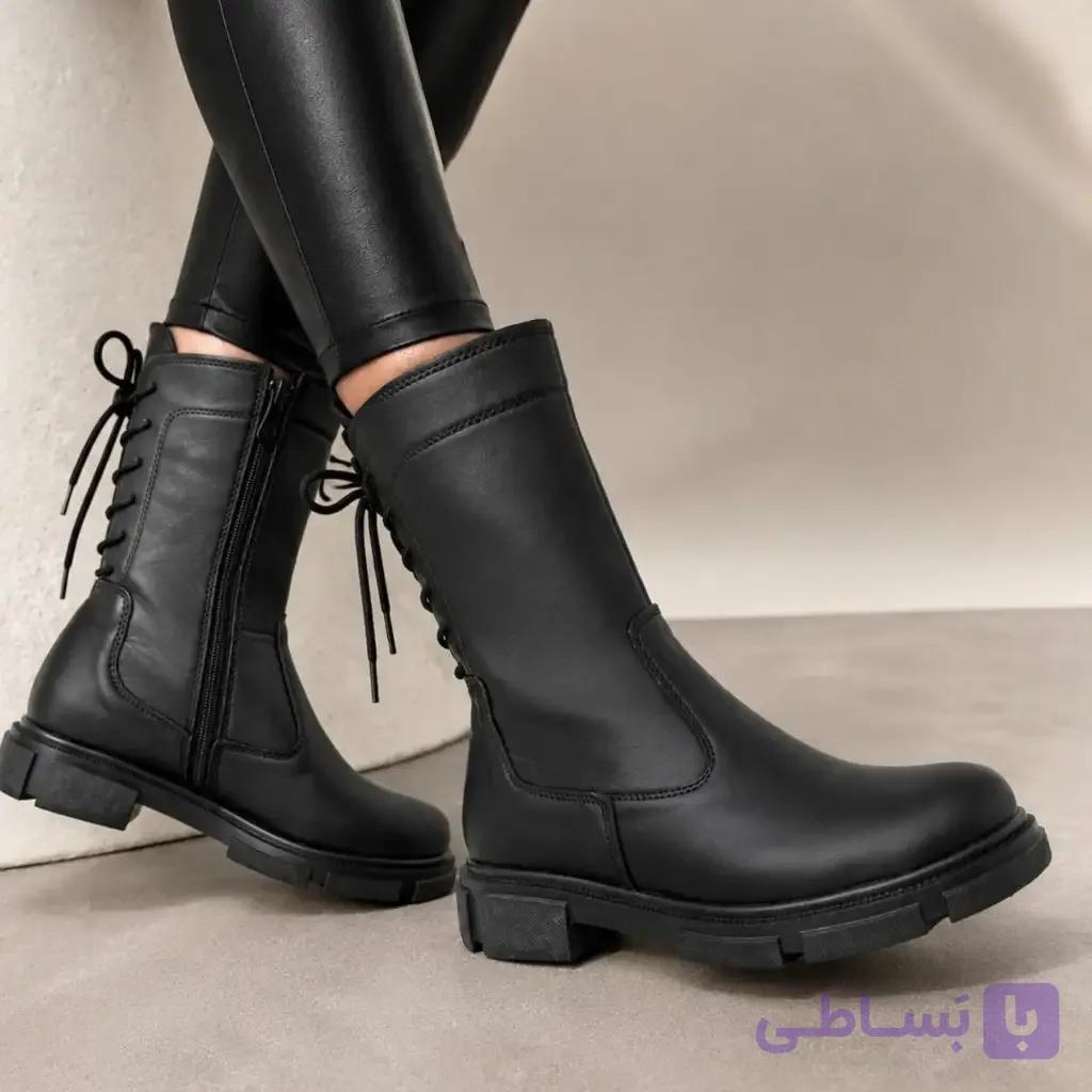 بوت زنانه پشت بندی بغل زیپ کد 9167 — تصویر 1