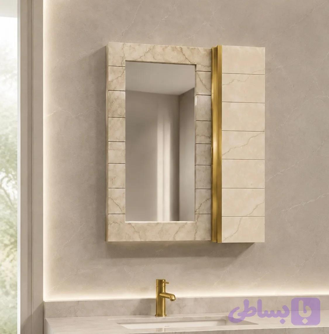 آینه باکس مدرن طرح چوب زرین نیک کد ZB066 — تصویر 1