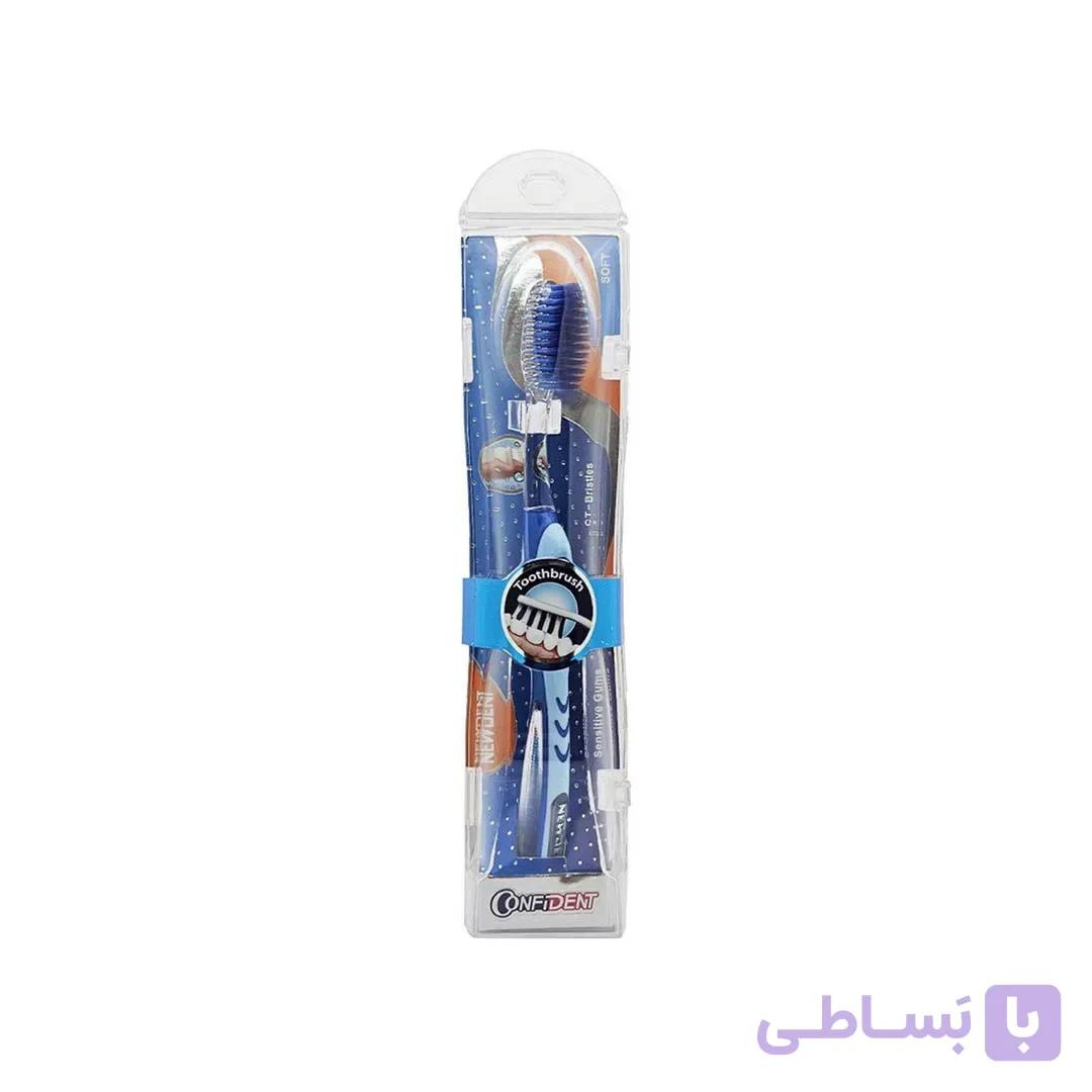 مسواک کانفیدنت مدل کریستال A301 با برس نرم رنگ آبی