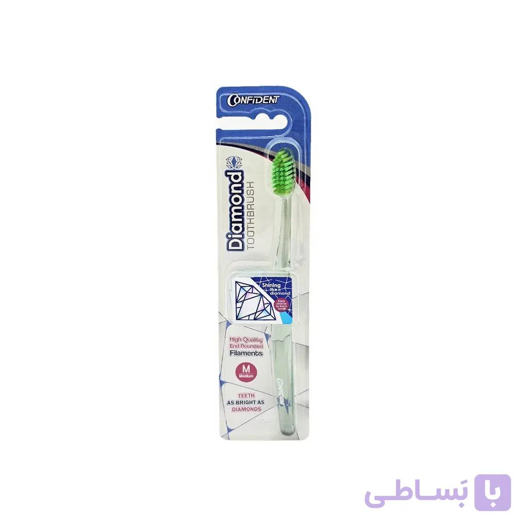 مسواک کانفیدنت مدل دیاموند سایز مدیوم رنگ سبز