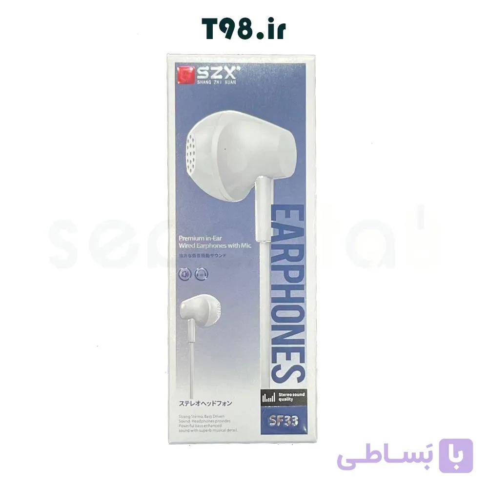 هندزفری باسیم SZX اس زد ایکس مدل SF33 رنگ سفید — تصویر 1