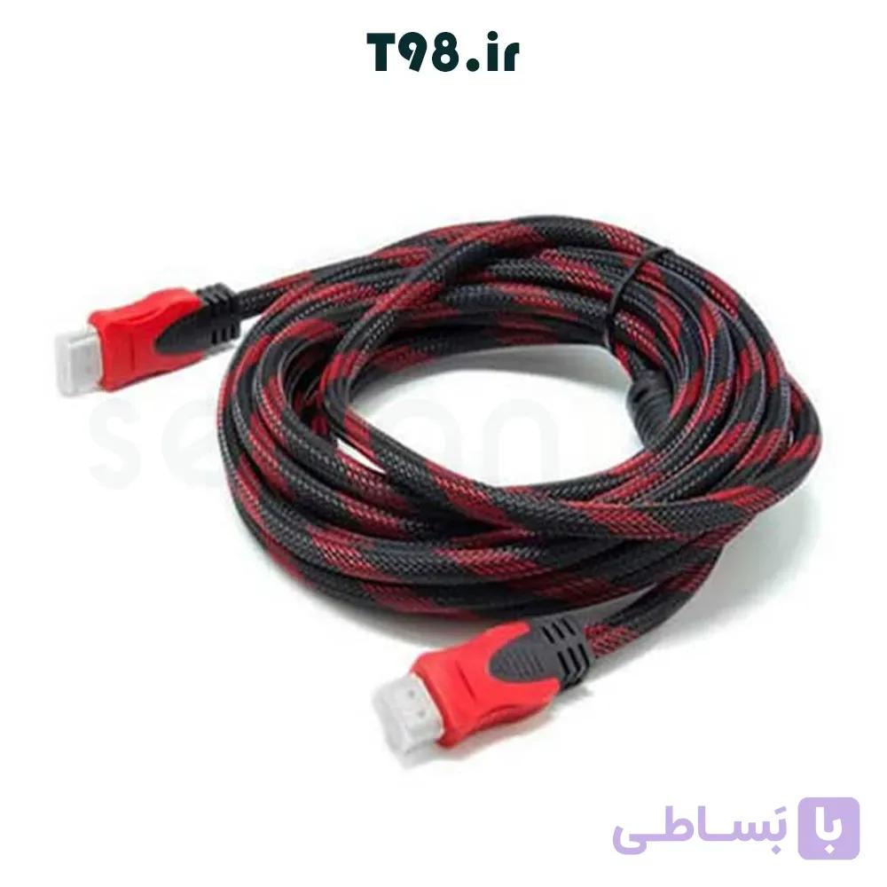 کابل 5 متری اچ دی ام آی مدل HDMI 5m enet جنس کنفی رنگ قرمز — تصویر 1