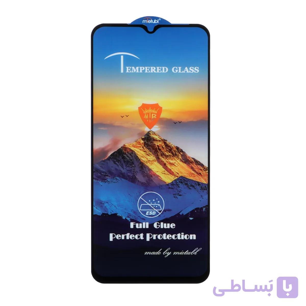 گلس و محافظ صفحه نمایش شیشه ای Full Cover ESD Mountain Mietubl مدل Samsung A14 / M14 / F14 / A22 5G – مشکی (بدون پک)