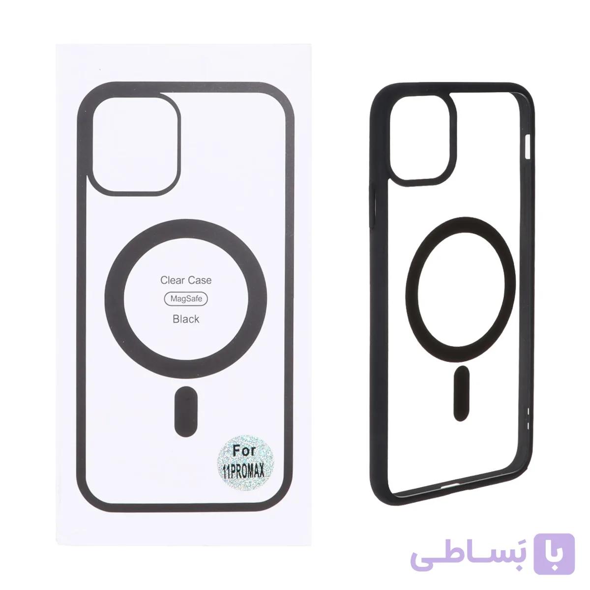 قاب شفاف Apple iPhone 11 Pro Max با قابلیت شارژ MagSafe – مشکی (پک دار)