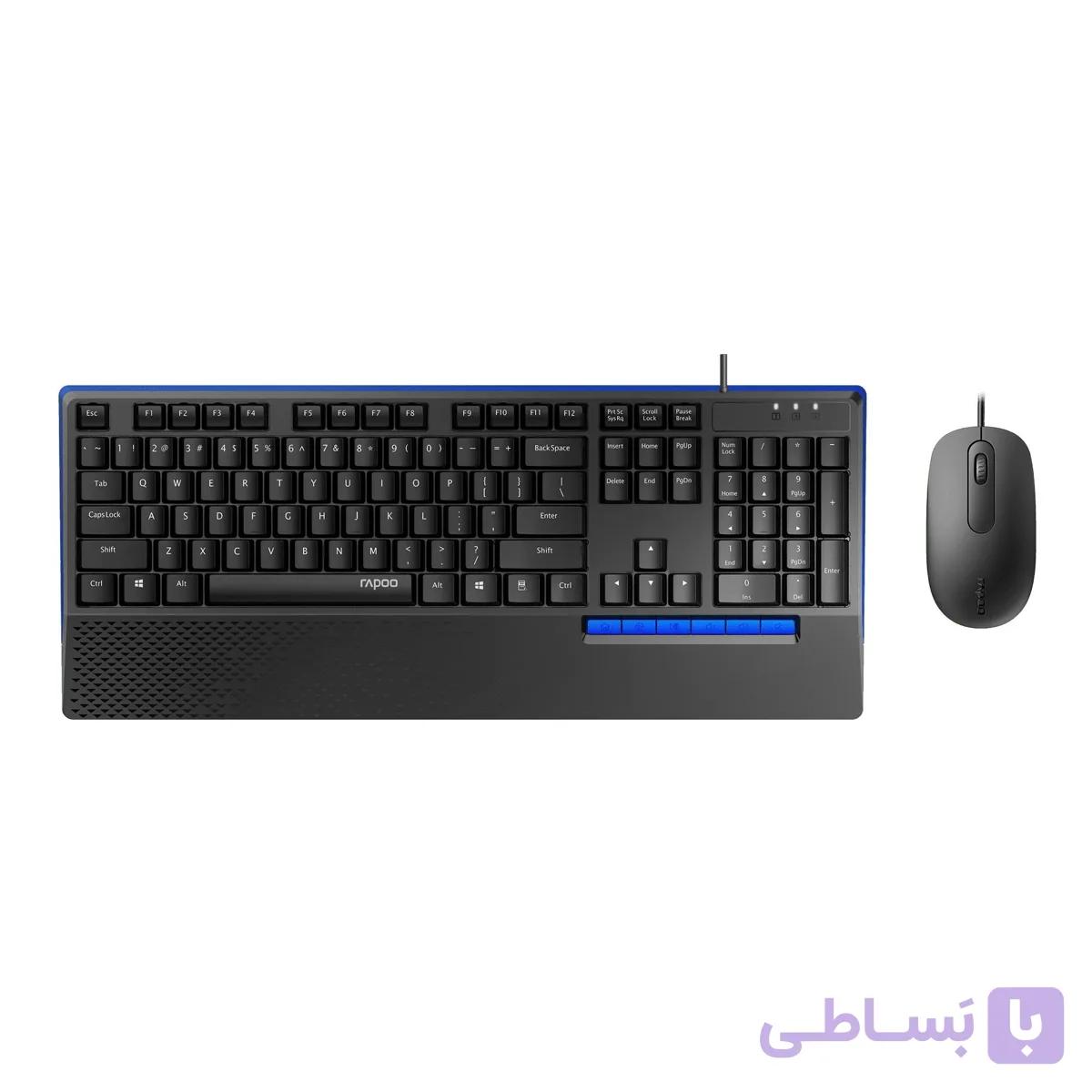 ست کیبورد و ماوس سیمی رپو مدل Rapoo NX2000 – Full-Size با ضد پاشش مایعات و استراحتگاه مچ دست (اورجینال)