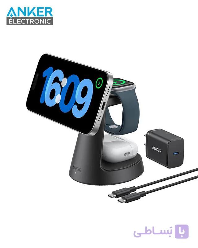 شارژ وایرلس سه کاره انکر Anker MagGo 3-in-1 Charging Station B25M4 — تصویر 1