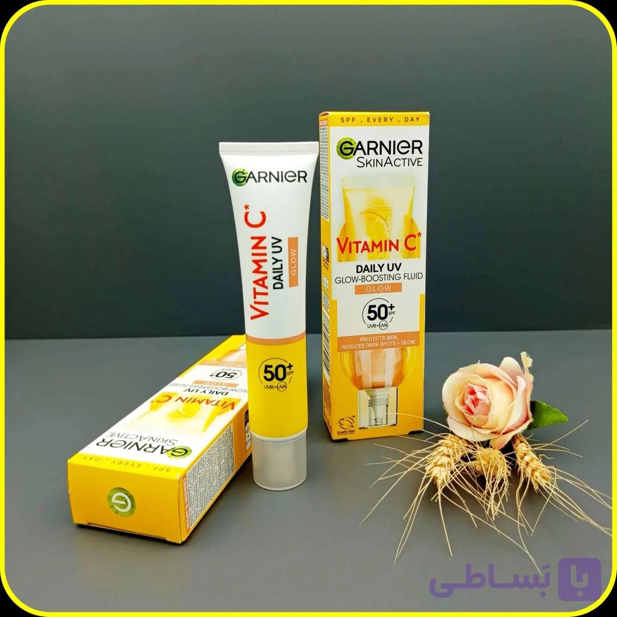فلوئید ضد آفتاب ویتامین C گارنیه مدل Glow حجم ۴۰ میل | Garnier Vitamin C Daily UV Glow — تصویر 1