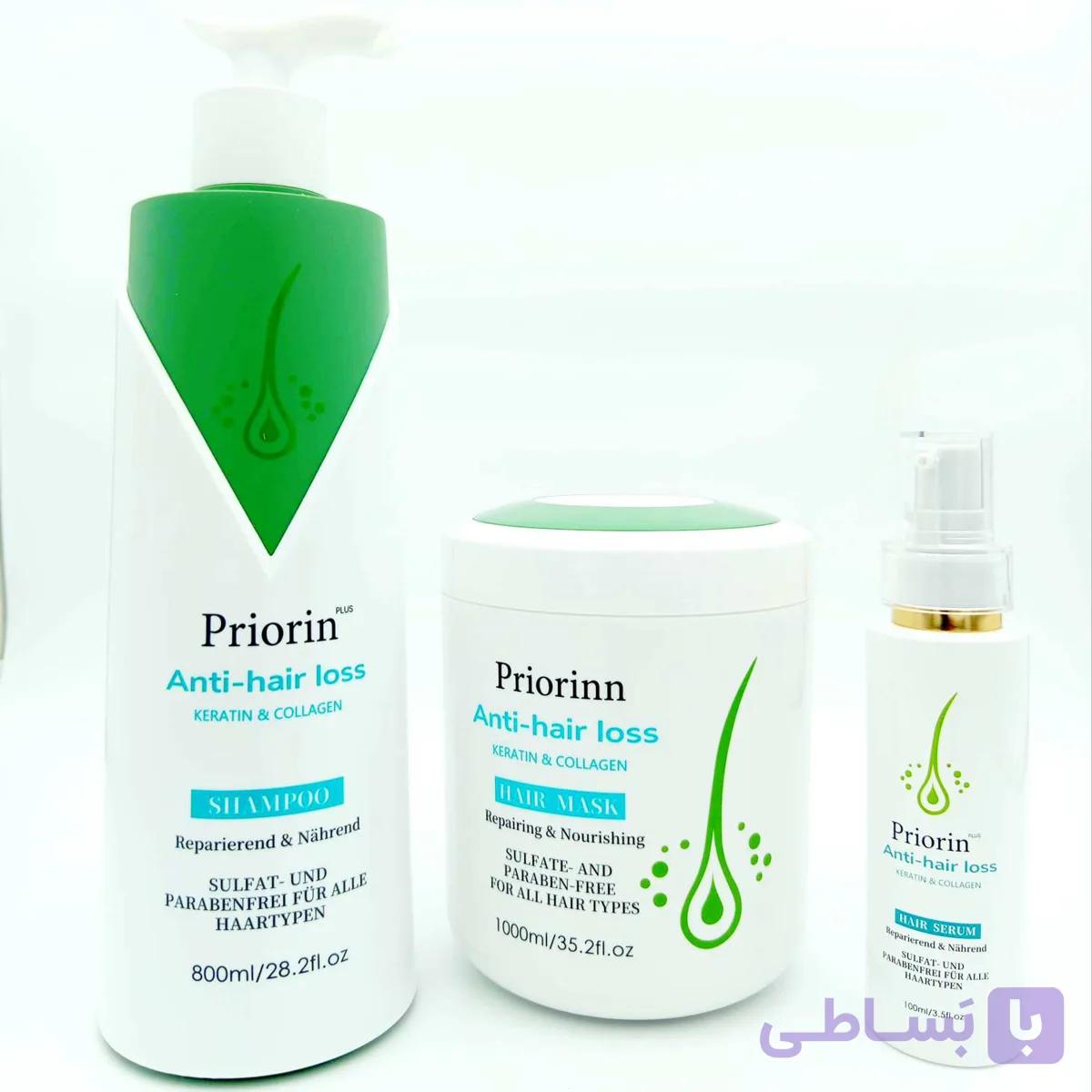 شامپو، ماسک و سرم تقویت کننده مو و ضد ریزش Primerin Plus | Priorin Anti-hair loss (حاوی کراتین و کلاژن) حجم 800ml, 1000ml, 100ml — تصویر 1