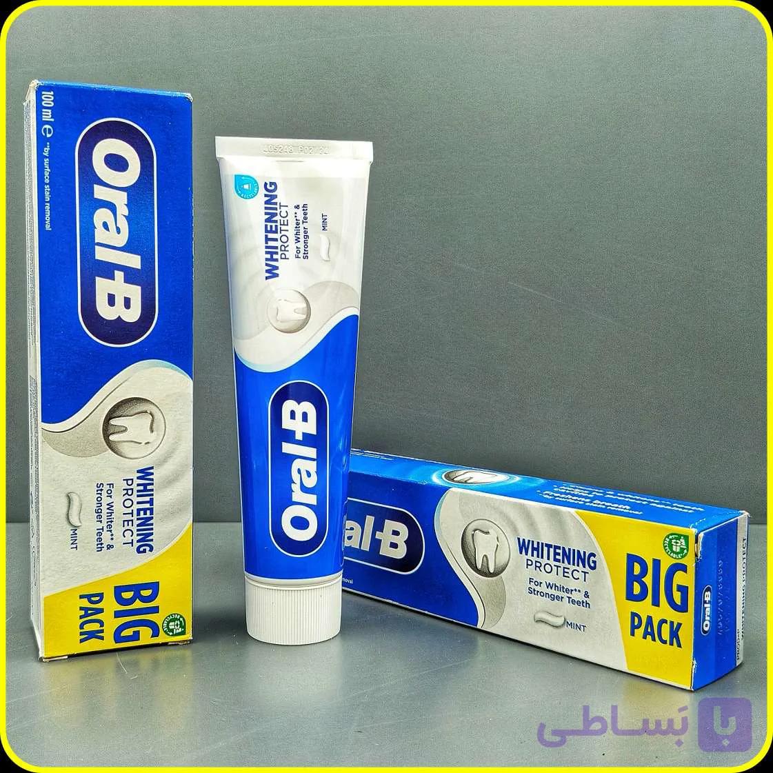 خمیر دندان سفیدکننده اورال بی وایتنینگ پروتکت Oral-B Whitening Protect Mint 100 ml — تصویر 1