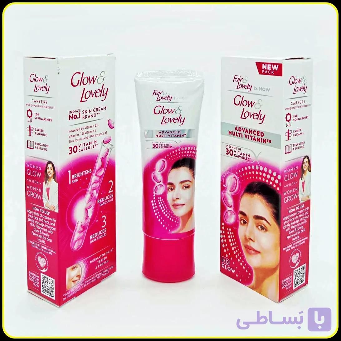 کرم روشن کننده گلو اند لاولی Glow & Lovely Advanced Multi Vitamin حاوی ویتامین‌های B3 C و E — تصویر 1