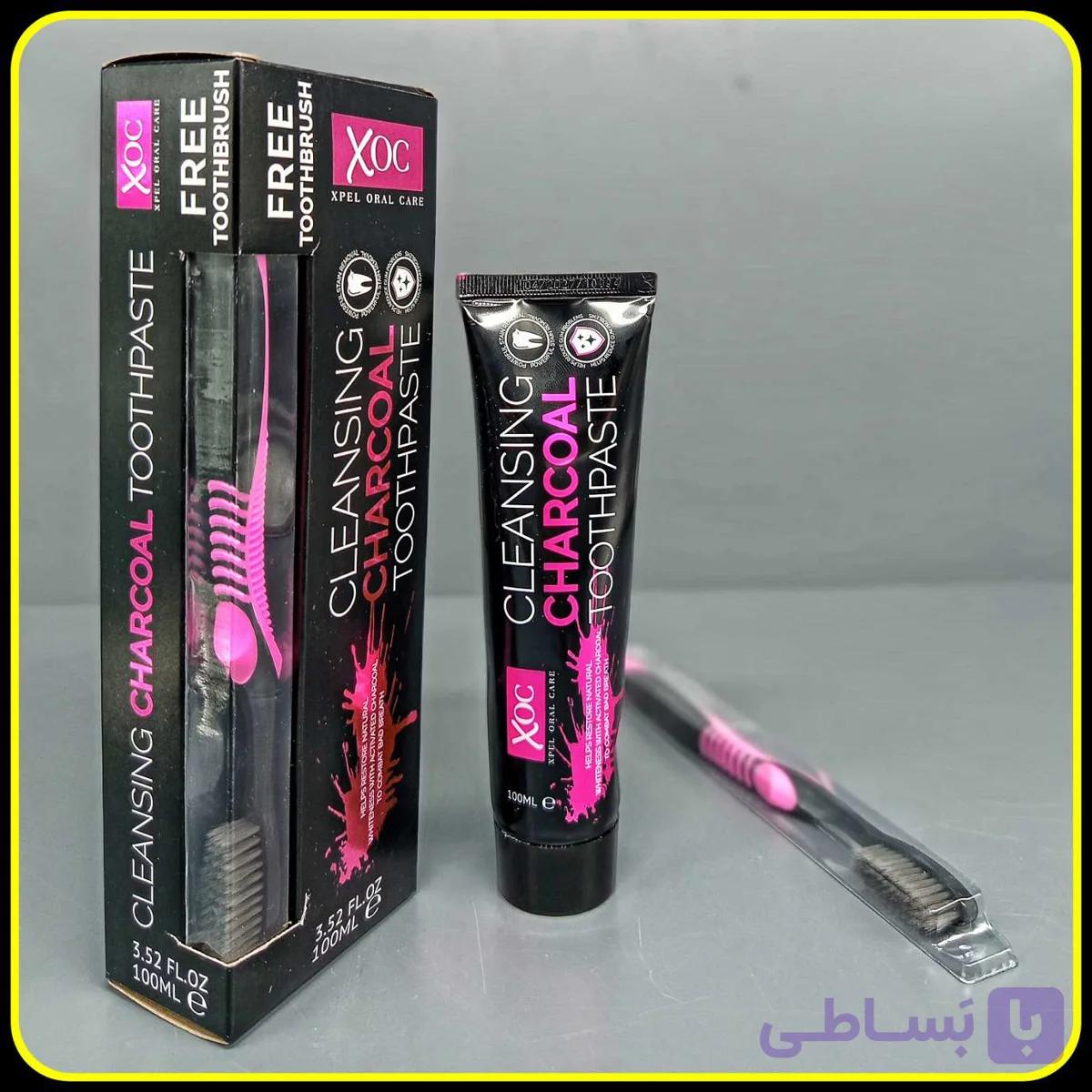 خمیر دندان زغالی سفیدکننده XOC مدل Cleansing Charcoal به همراه مسواک  100ml — تصویر 1