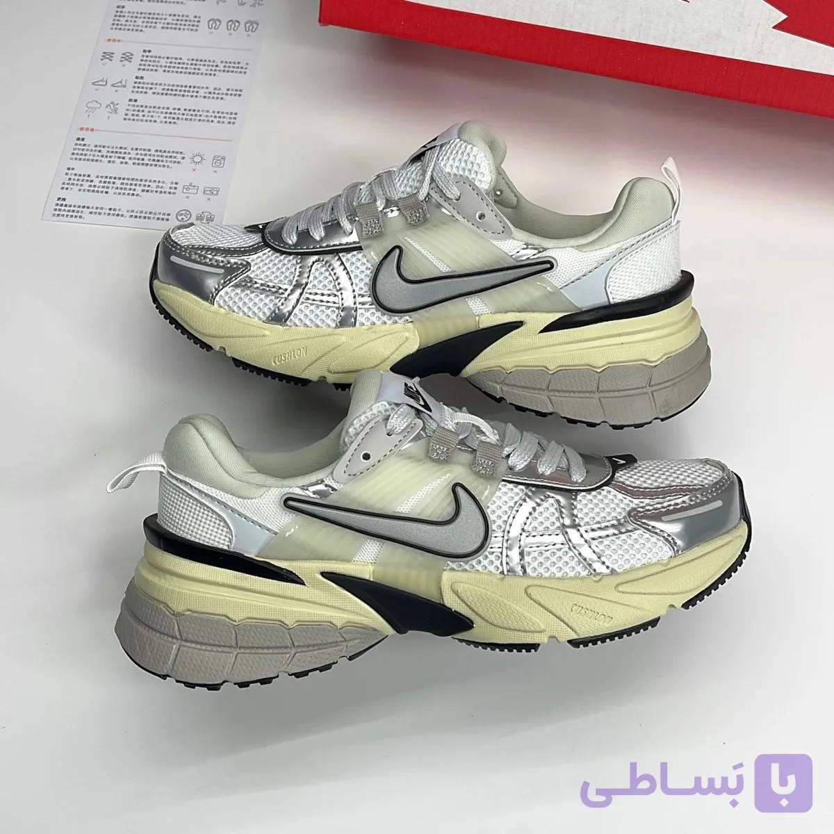 کتونی نایک وی تو کی کرم نقره‌ای Nike V2K Cream Silver — تصویر 1