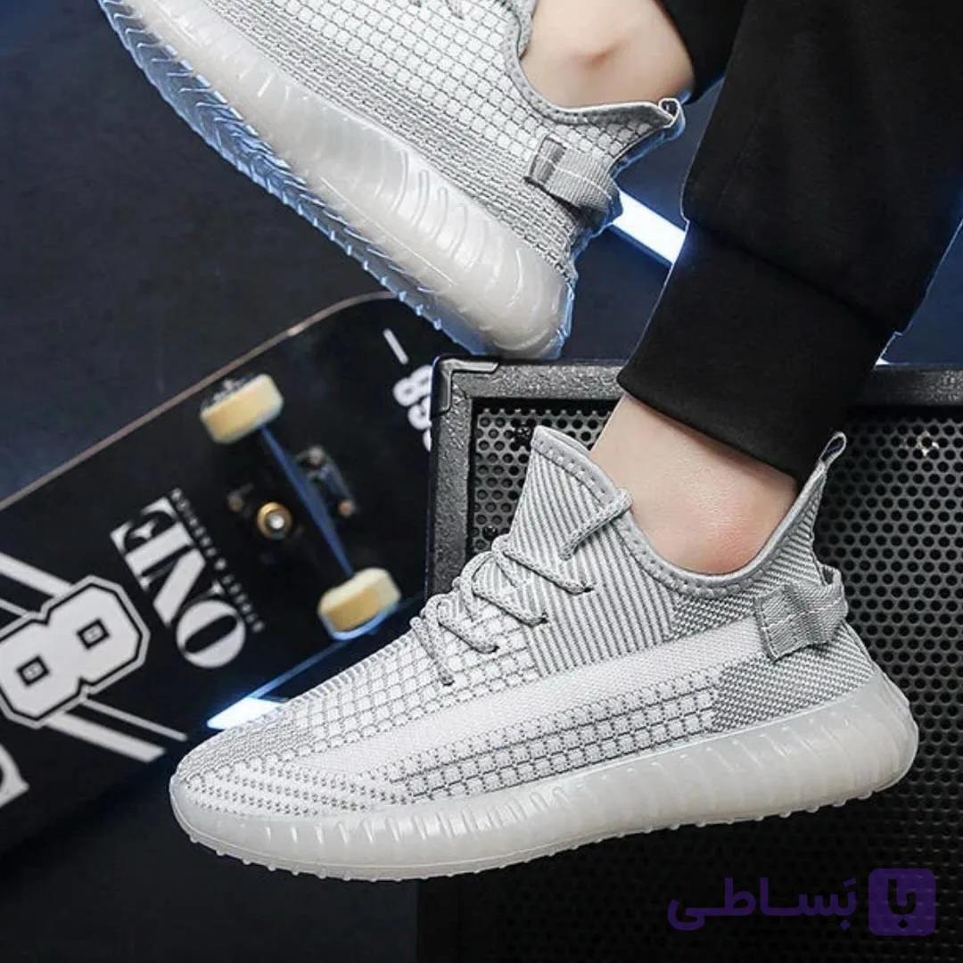 کفش ست جورابی زیره ژله‌ای طوسی مشکی — تصویر 1