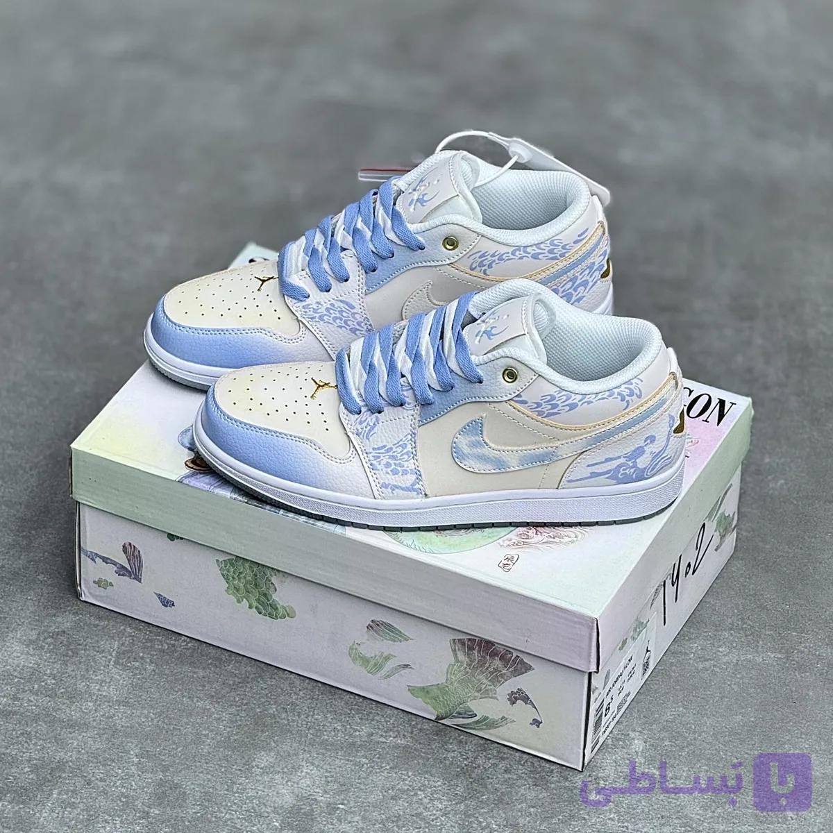 کفش نایک ایر جردن وان لو آبی اژدها Nike Air Jordan 1 Low Dragon Blue — تصویر 1