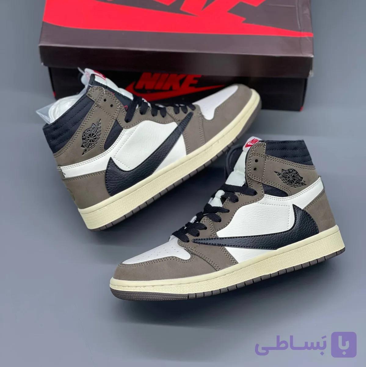 کفش نایک ایر جردن وان ساقدار رترو تراویس اسکات موکا Nike Air Jordan 1 Retro High Travis Scott Mocha — تصویر 1