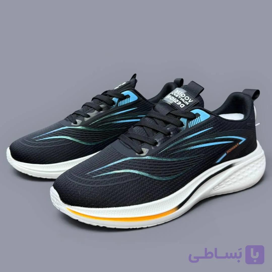 کتونی رانینگ مردانه اسپرت مشکی فیروزه‌ای Men’s Black Turquoise Running Sneakers — تصویر 1