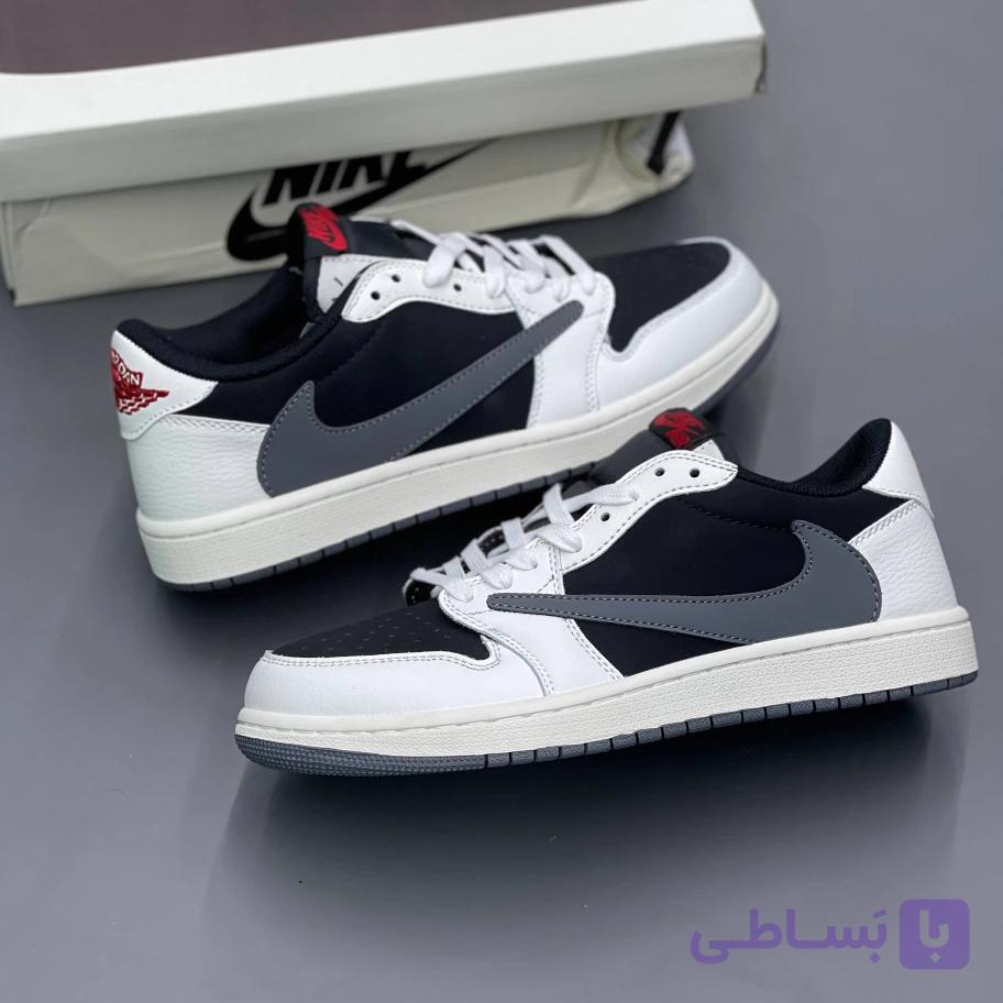 کفش نایک ایر جردن وان لو تراویس اسکات سیل طوسی Nike Air Jordan 1 Low Travis Scott Sail Grey — تصویر 1