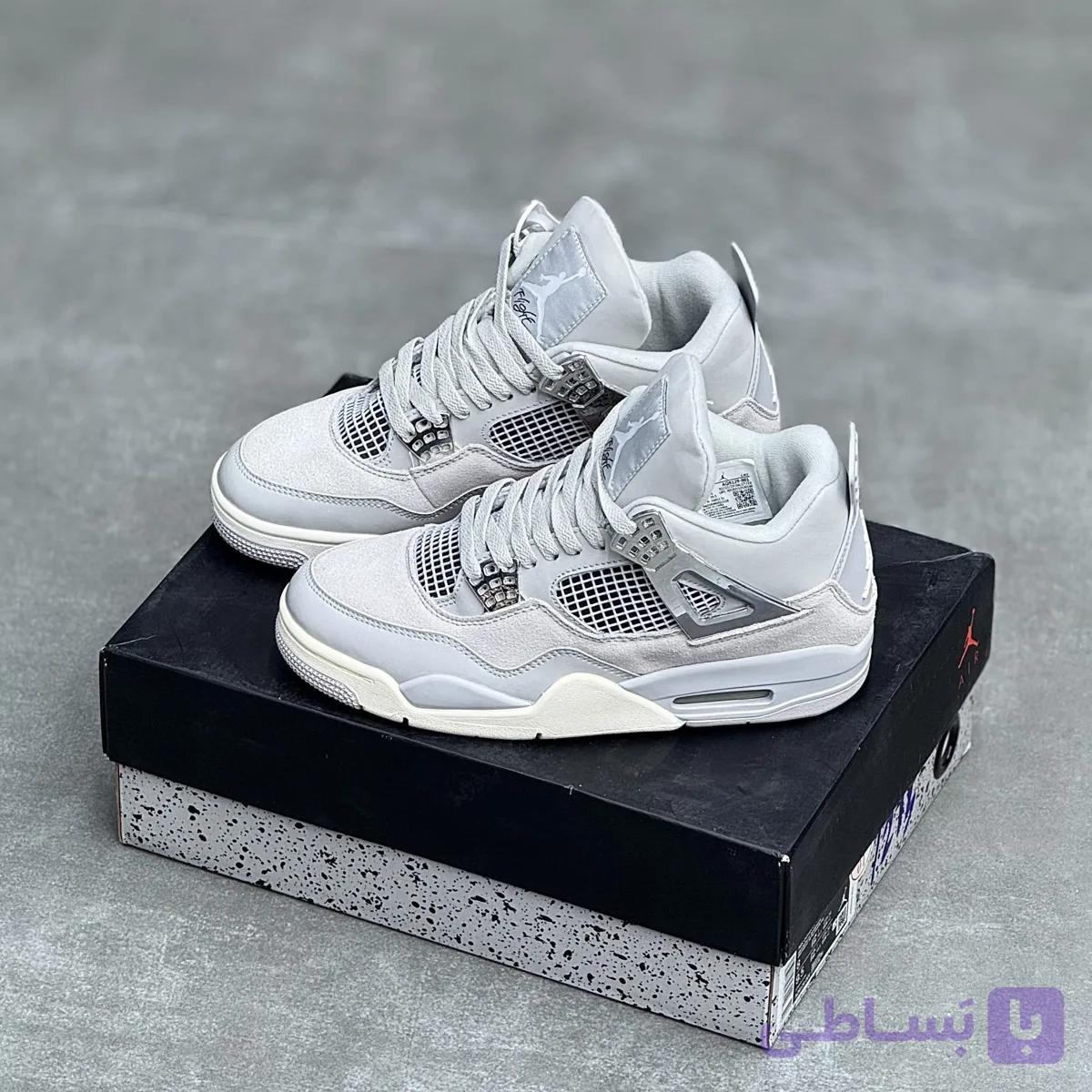کفش نایک ایر جردن 4 رترو طوسی نقره ای Nike Air Jordan 4 Retro Grey Silver — تصویر 1