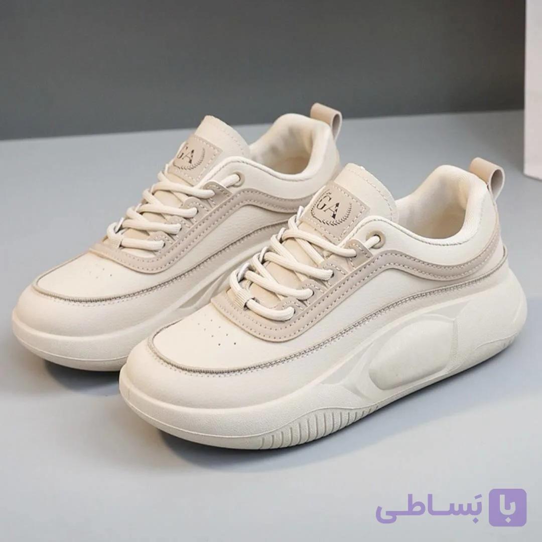 کتونی اسپرت لژدار طبی مدل پرنده ترند 2026 کرم قهوه‌ای Women’s Bird Style Platform Orthopedic Trend 2026 Cream Brown Sneakers — تصویر 1