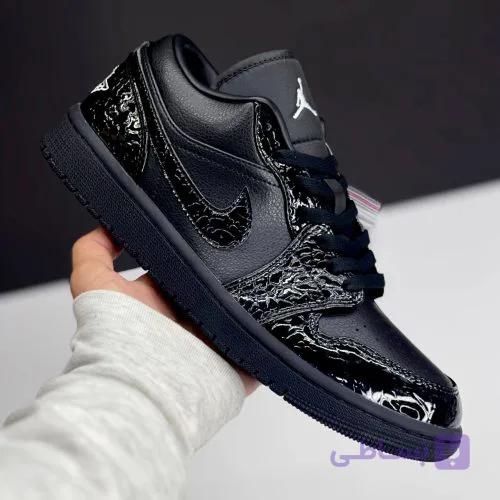 کفش نایک ایر جردن وان لو بلک کروک Nike Air Jordan 1 Low Black Croc — تصویر 1