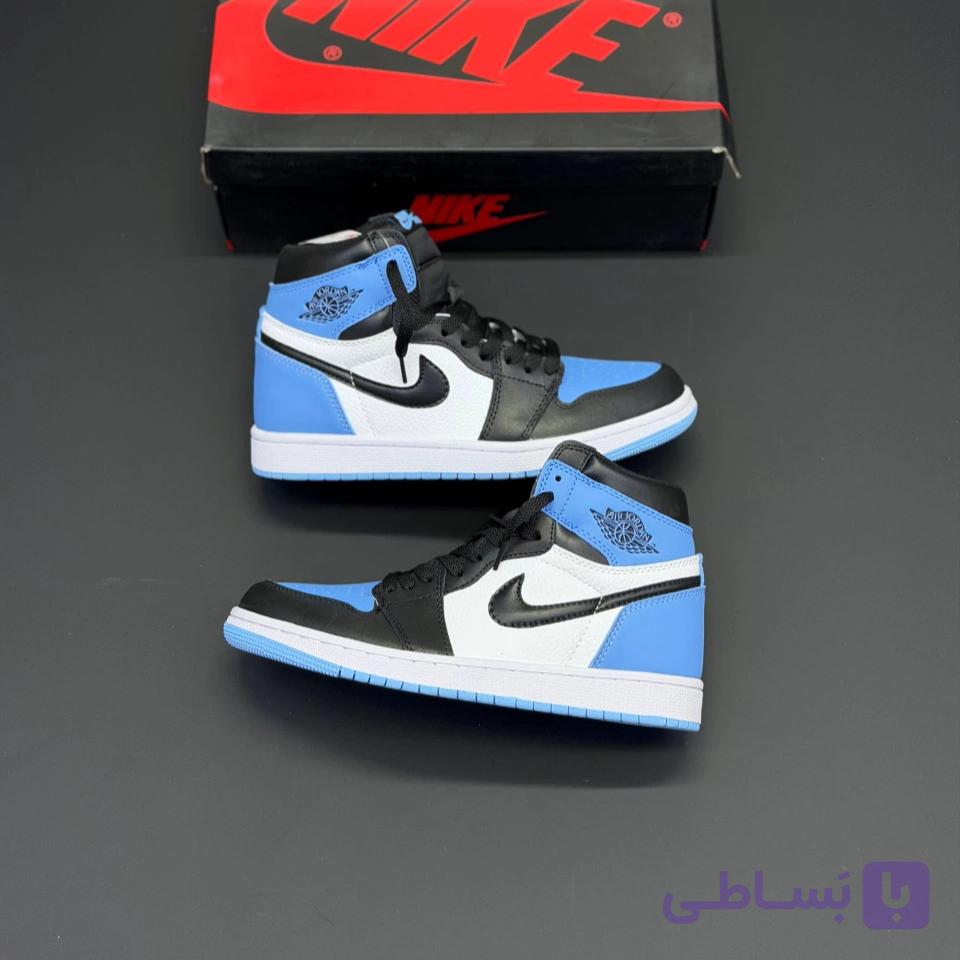 کفش نایک ایر جردن وان رترو ساقدار مشکی آبی Nike Air Jordan 1 Retro High Black Blue — تصویر 1
