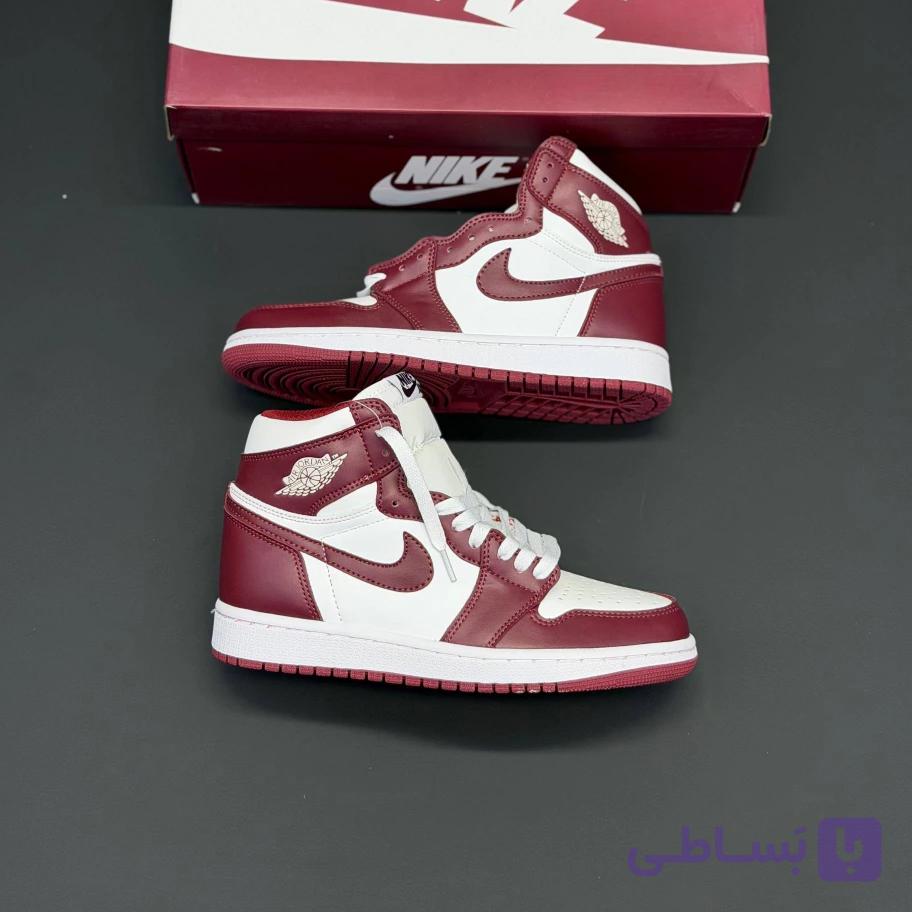 کفش نایک ایر جردن وان ساقدار رترو زرشکی Nike Air Jordan 1 Retro High Burgundy — تصویر 1