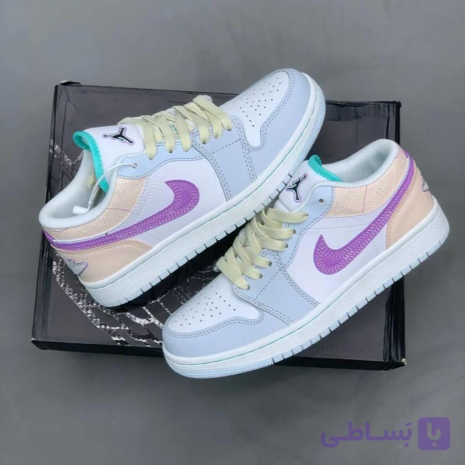 کفش نایک ایر جردن وان ساقدار سفید بنفش خاص Nike Air Jordan 1 High White Purple — تصویر 1
