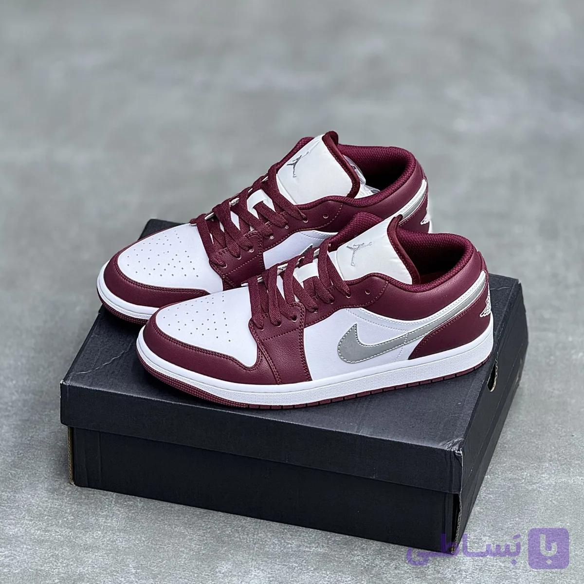 کفش نایک ایر جردن وان لو زرشکی Nike Air Jordan 1 Low Burgundy — تصویر 1