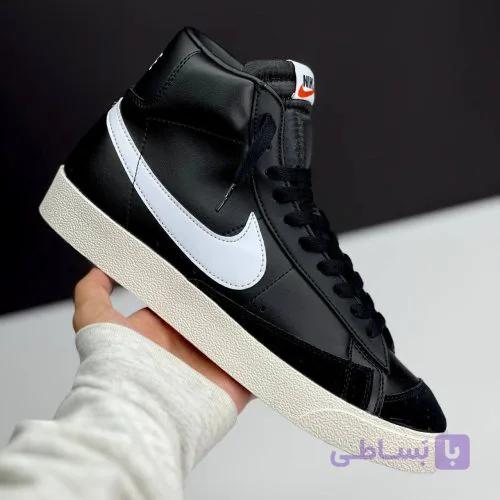 کفش نایک بلیزر ساقدار مشکی سفید Nike Blazer Mid Black White — تصویر 1